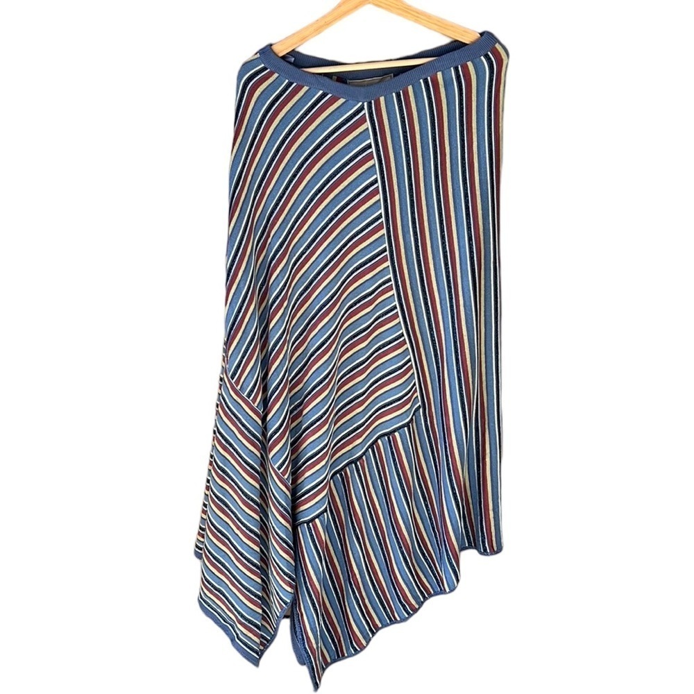 Double D Ranch Knit Long “Mañanita” Poncho. Vintage Striped. One Size